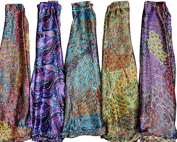 Lot of Five Floral Printed Wrap-Around Skirts
