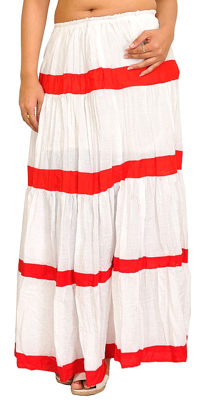 Casual Long Elastic Skirt with Solid Stripes