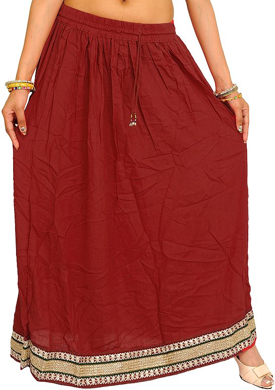 Plain Long Skirt with Embellished Patch Border