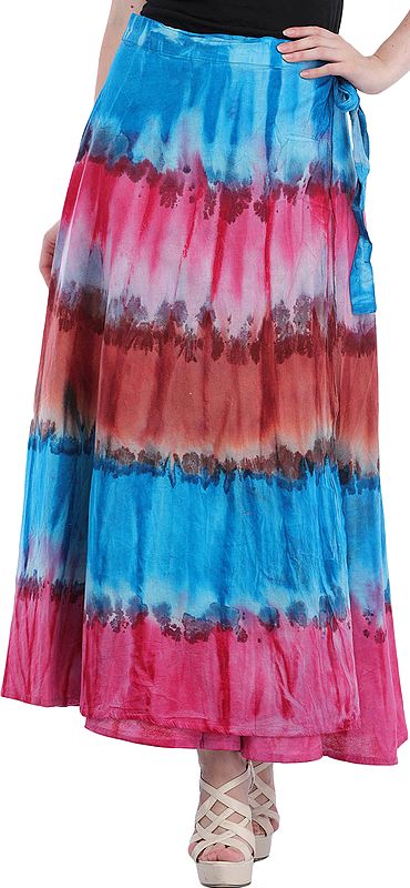 Batik-Dyed Wrap-Around Long Skirt