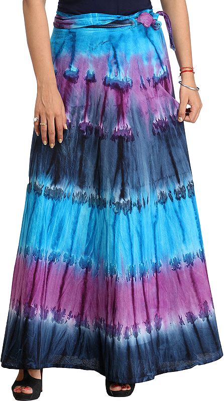 Batik-Dyed Wrap-Around Long Skirt
