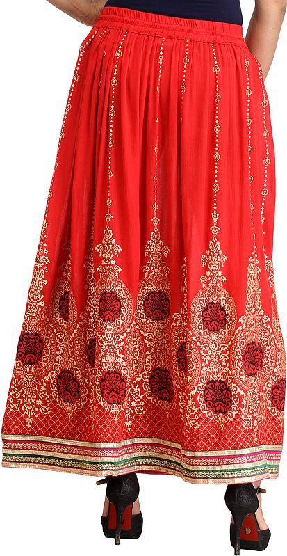 【新品同様】INDIA EMBROIDERY SKIRT AMERI VINTAGE 】INDIA EMBROIDERY SKIRT