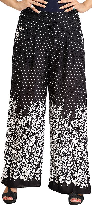 Printed Casual Palazzo Pants with Side Pockets