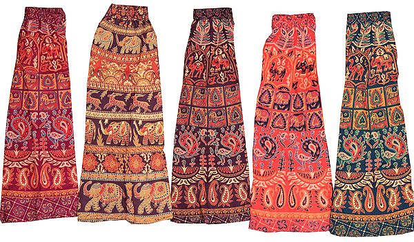 Lot of Five Midi Skirts from Pilkhuwa with Printed Animals
