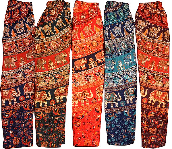 Lot of Five Sanganeri Printed Casual Trousers