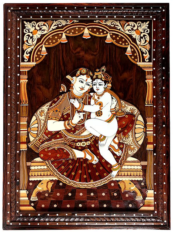 Baby Krishna in the Lap of Mother Yashoda (Framed)