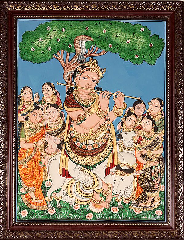 Lord Krishna with Gopis (Framed)