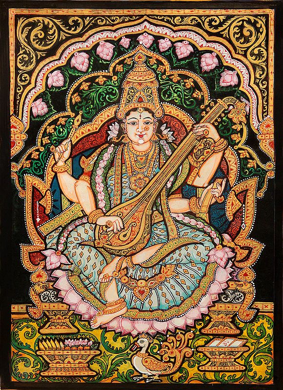 A Fine Portrait of Goddess Saraswati