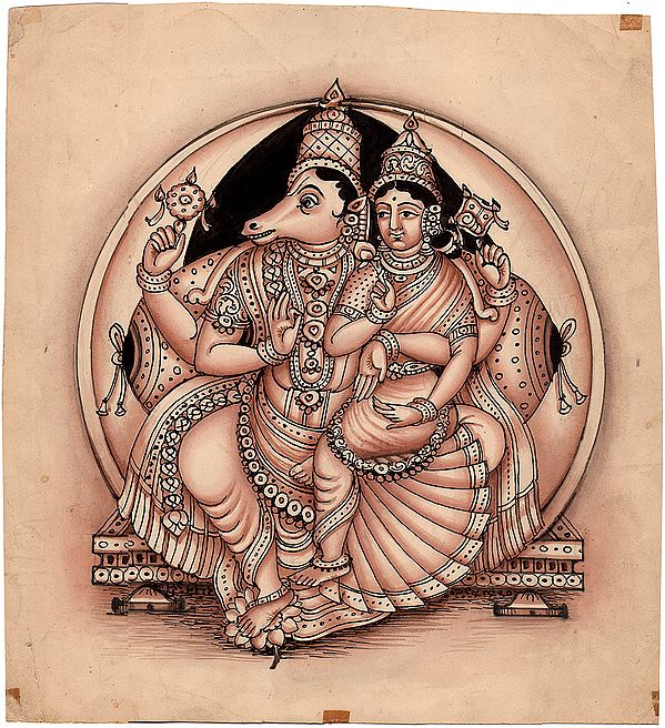 Lord Vishnu in Hayagriva Incarnation with Shri Devi