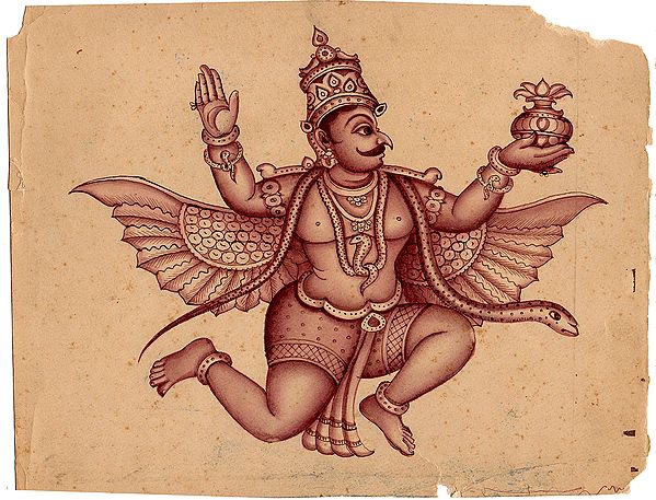 Lord Garuda with Amrit Kalash