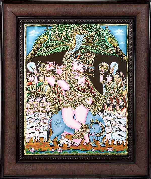 Murali Krishna Tanjore Artwork | Tanjore Painting with Frame
