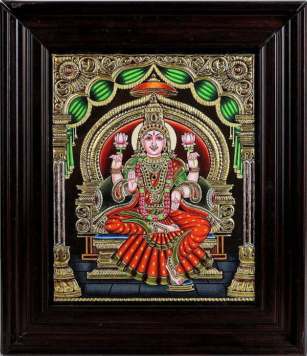 Goddess Lakshmi Tanjore Painting with Frame