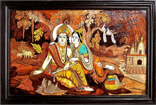Radha Krishna in Vrindavana (Framed)