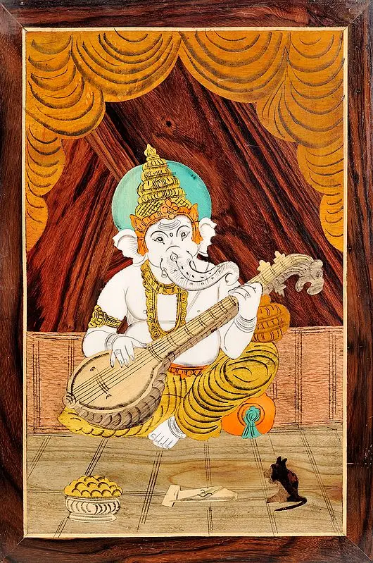 Lord Ganesha Playing Veena (Unframed)