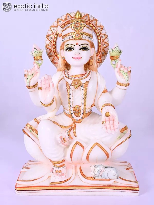 Goddess Lakshmi Marble Sculpture | 12 Inch Divine Representation