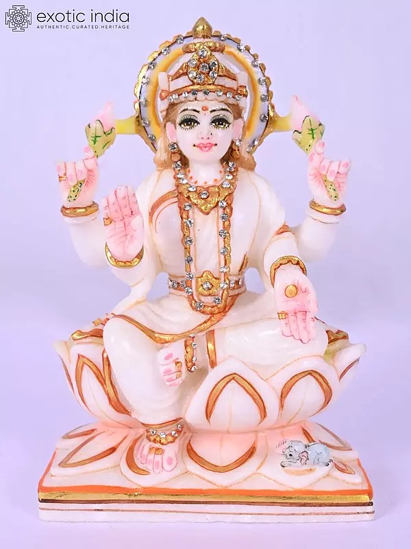 7" Goddess Lakshmi Marble Statue