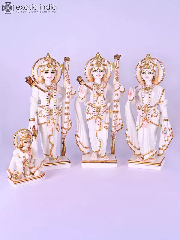 18" Ram Darbar | Marble Statue | Exquisite Indian Artwork