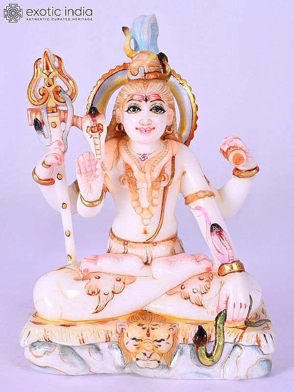 8" Four Armed Lord Shiva Marble Statue