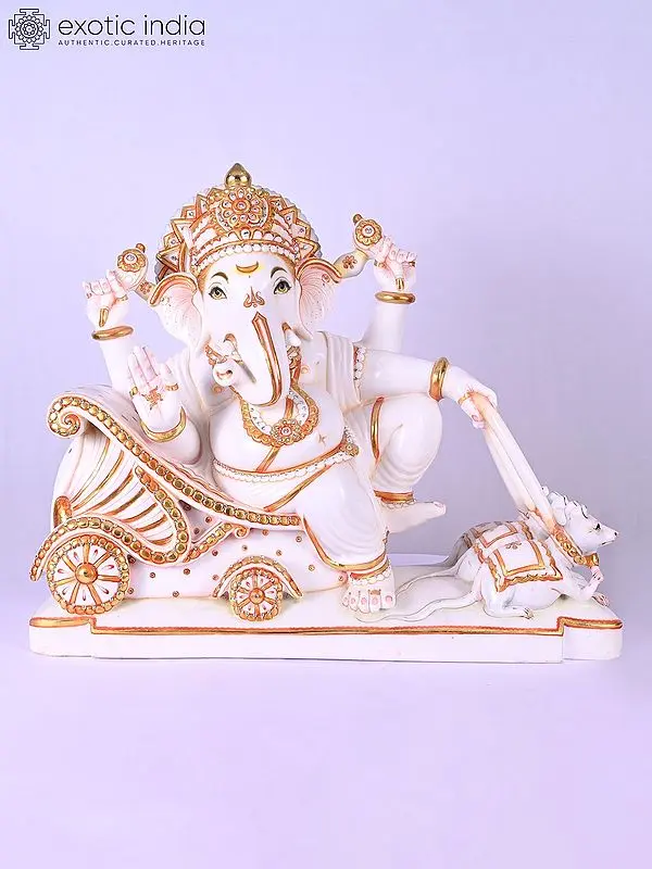22" Lord Ganesha | Marble Statue | Exquisite Indian Artwork