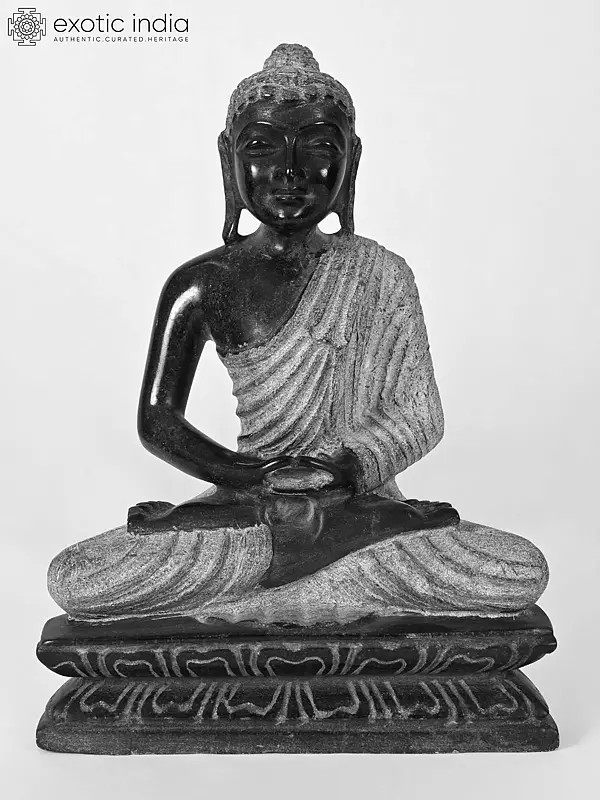 Stone Sculpture: Buddha in Meditation Pose | 10 Inch Marble
