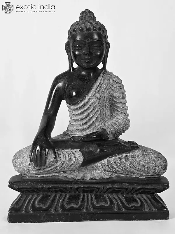 9" Lord Buddha - Bhumisparsha Mudra Marble Statue