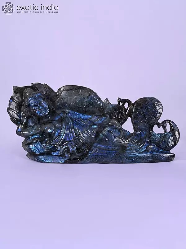 16" Reclining Lord Buddha | Gemstone Statue | Handmade Indian Art