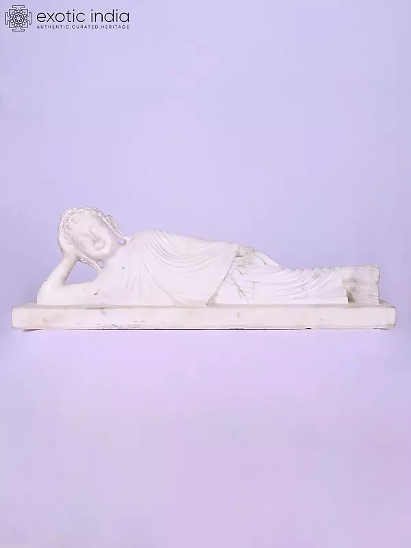 26" Reclining Lord Buddha Marble Statue
