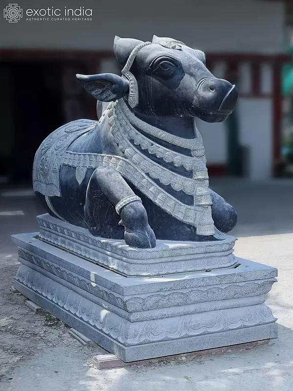 78" Nandi Granite Statue