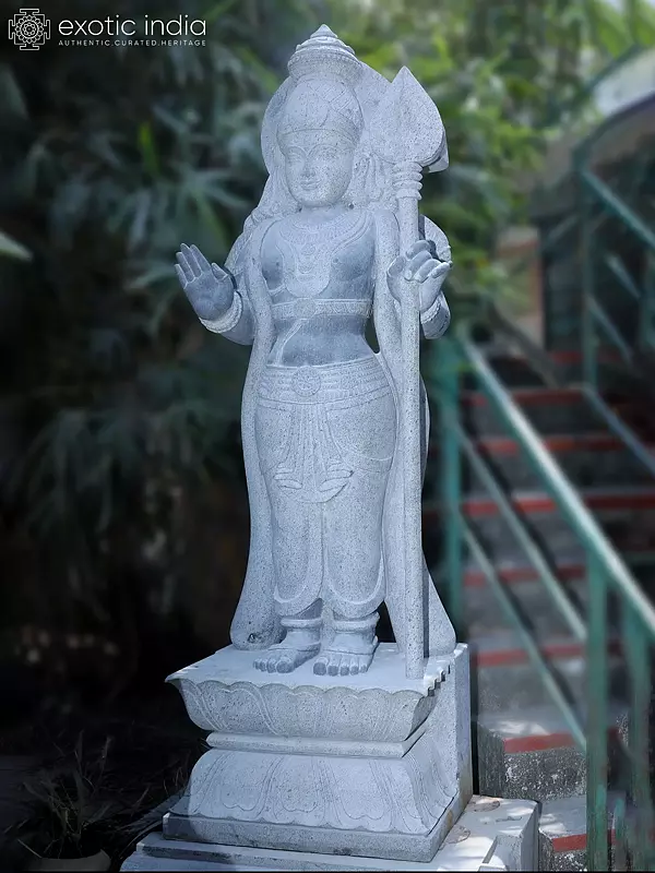 Granite Lord Kartikeya Deity Sculpture