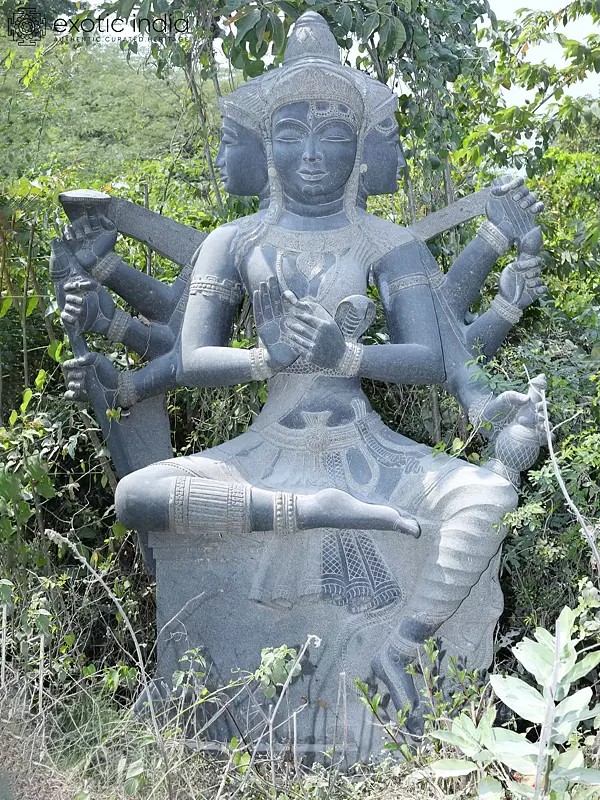 108" Brahma Vishnu Mahesh Granite Statue - Creator, Preserver, Destroyer