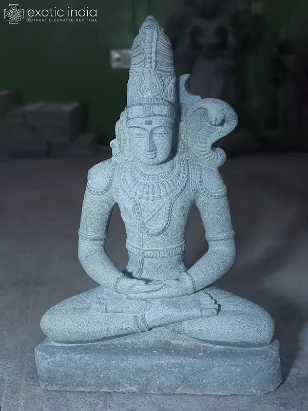 Lord Shiva Granite Sculpture - 26" Seated Deity