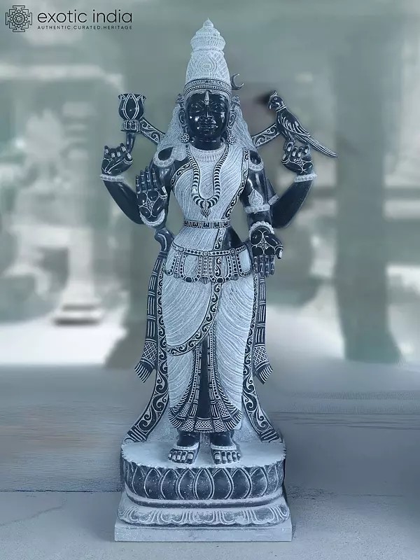 Goddess Meenakshi Granite Sculpture - 65" Tall