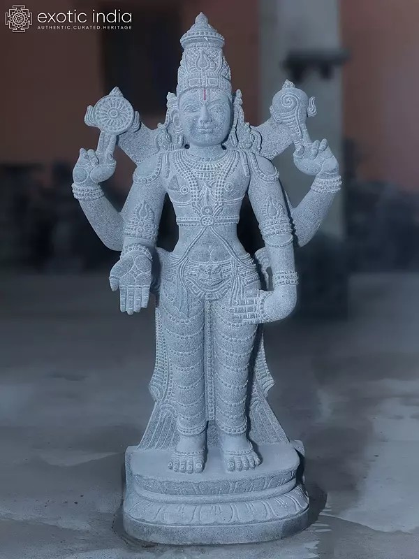 46" Standing Lord Vishnu Granite Statue