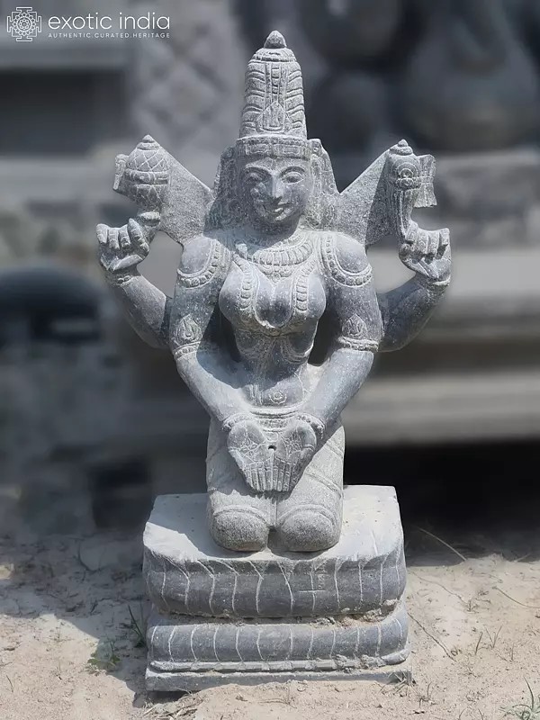 Granite Sculpture of Seated Goddess Lakshmi (24")