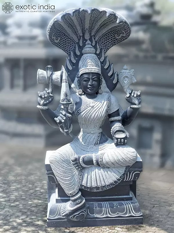Granite Sculpture of the Four Armed Goddess Mariamman (46" Large)