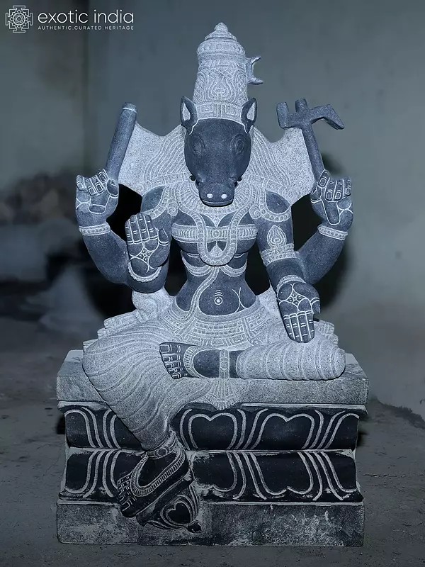 Granite Sculpture of Goddess Varahi Amman - 36" Height