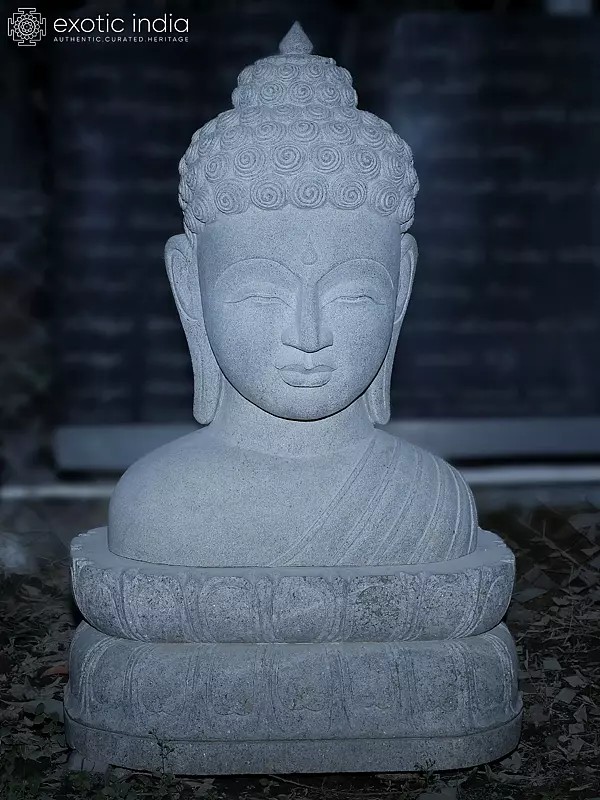 Large Granite Buddha Bust Sculpture