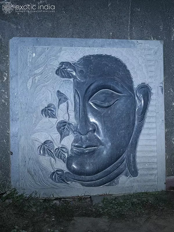 54" Large Hand Carved Lord Buddha Granite Stone Panel