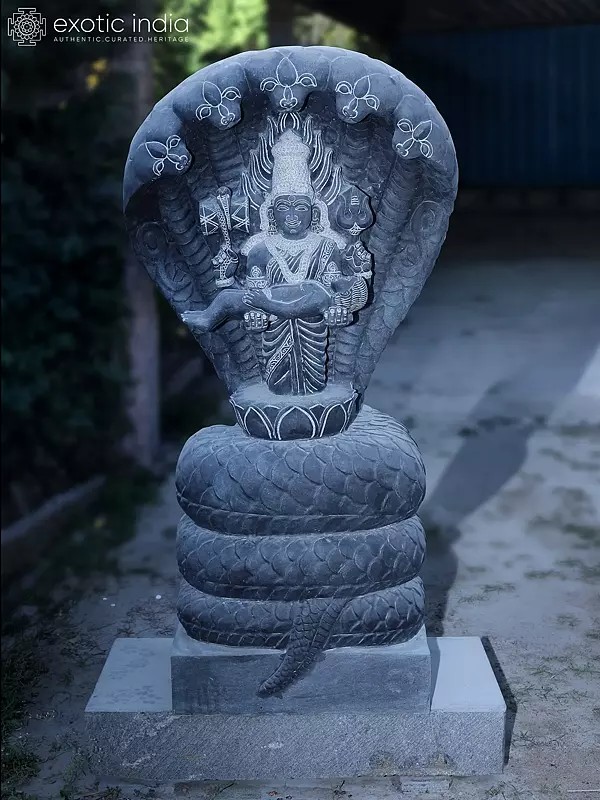 Large Granite Nagamma Sculpture: The Hindu Snake Goddess