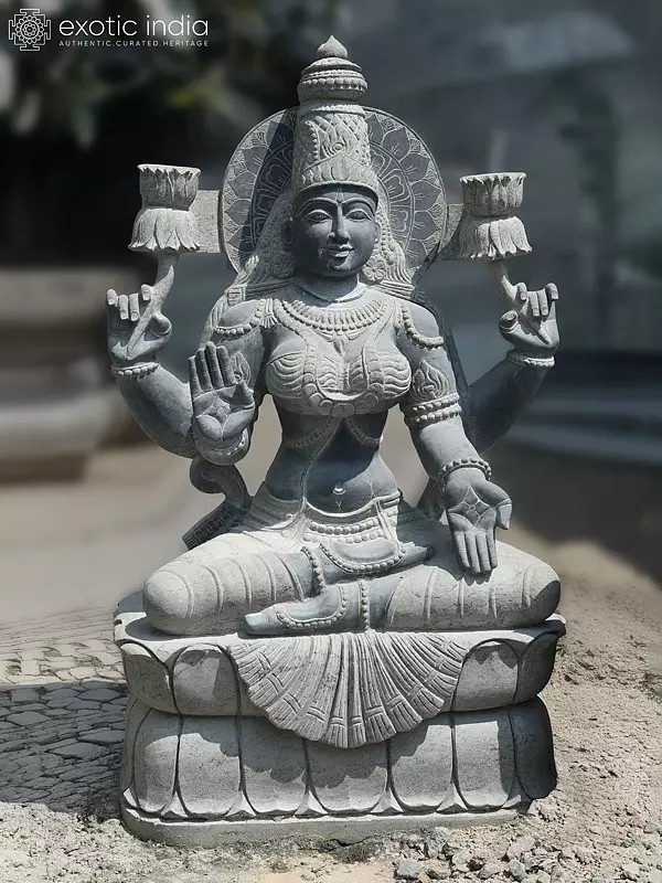 Goddess Lakshmi Granite Sculpture - 53" Size