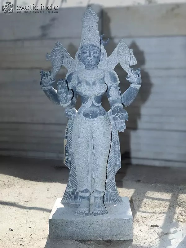 54" Goddess Mariamman - Amman | Granite Statue | Handmade Indian Art