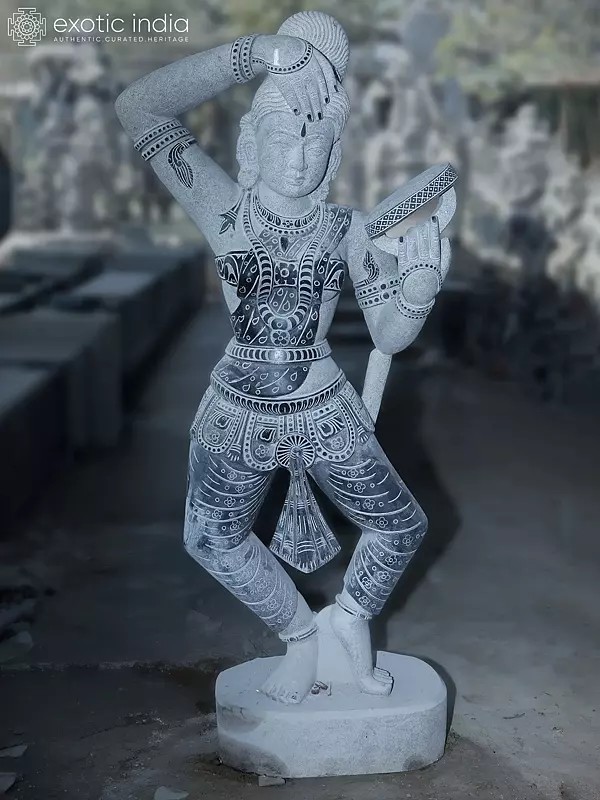 64" Large Size Dancing Apsara - The Beauty of Heaven | Granite Statue | Handmade Indian Art