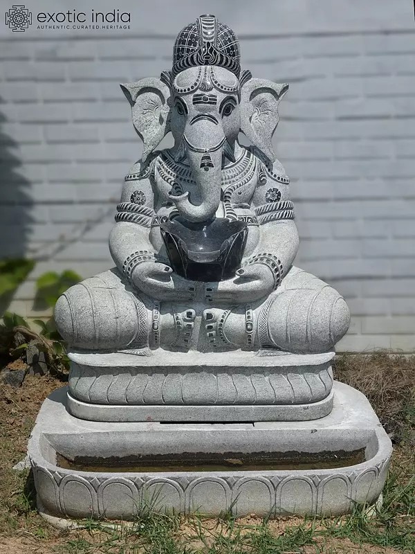 Large Granite Lord Ganesha Fountain Sculpture