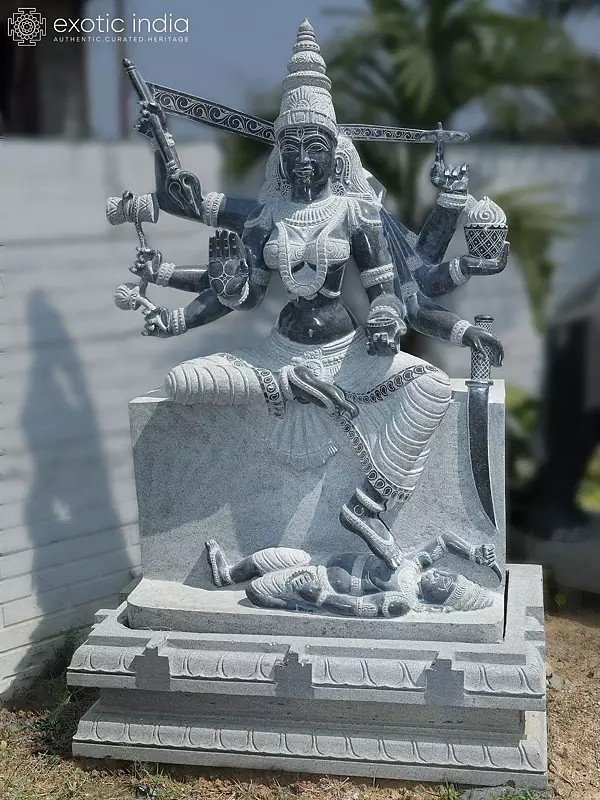 74" Goddess Mariamman | Granite Statue | Handmade Indian Art