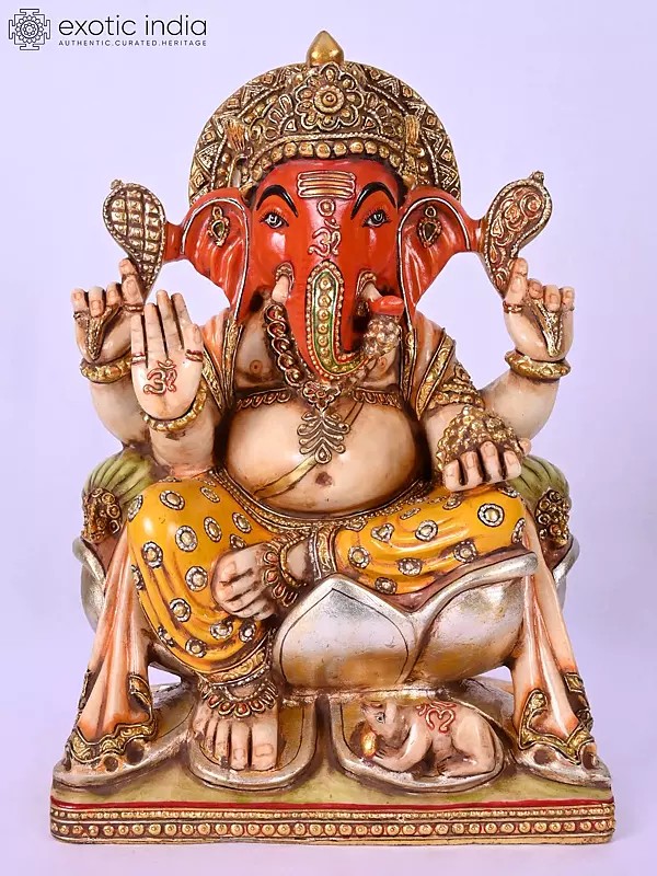 Modak Priya Lord Ganesha Marble Sculpture, 12 Inch