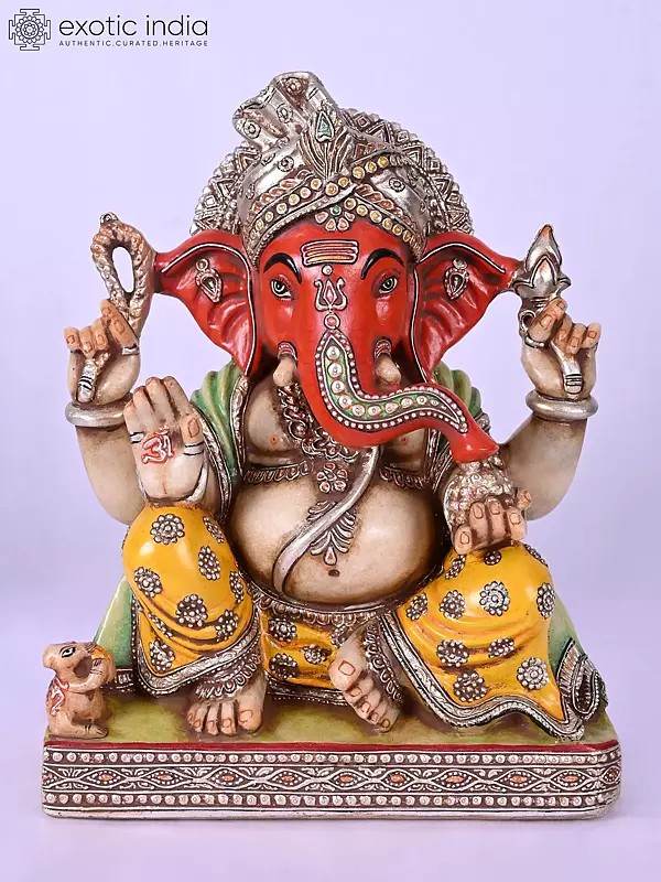 12" Chaturbhuj Lord Ganesha Marble Statue
