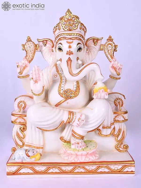 Divine Lord Ganesha Marble Sculpture