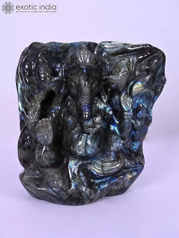 7" Lord Ganesha | Gemstone Statue | Handmade Indian Art