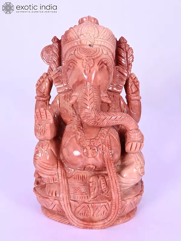 9" Blessing Lord Ganesha | Gemstone Statue | Handmade Indian Art