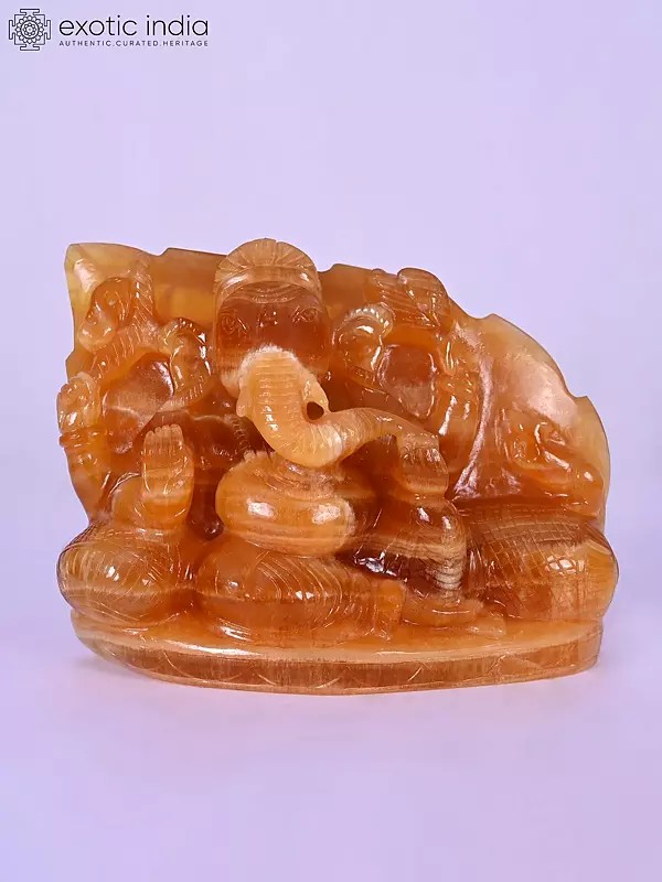 7" Lord Ganesha Gemstone Statue | Handmade Indian Art
